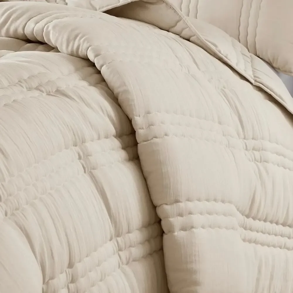 Urban Habitat Dune Gauze 3 Pc Quilt Set Beige Full/Queen